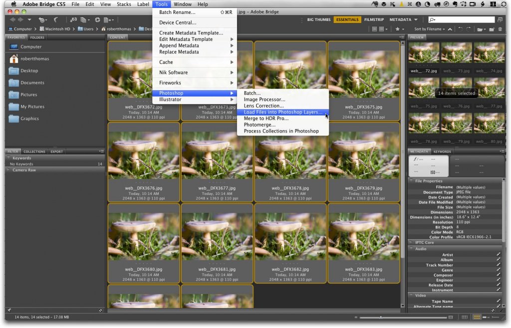 Adobe Bridge, Load Files into Photoshop Layers Adobe Bridge, Load Files into Photoshop Layers