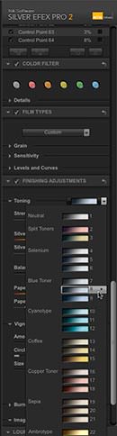 Selecting the "Toner 8" toning preset Selecting the "Toner 8" toning preset