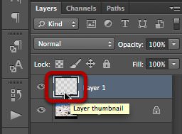 Selecting the layer thumbnail. Selecting the layer thumbnail.